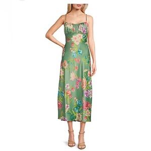 B Darlin Green Floral Maxi Dress, formal dress, wedding guest dress